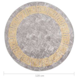 Berkfield Home Rug Washable œÜ120 cm Grey Anti Slip - Size: Medium - thumbnail 5