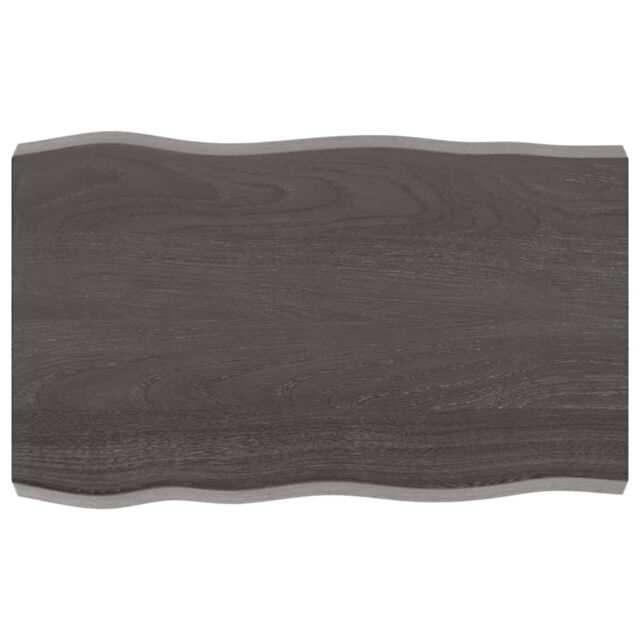 Berkfield Home Table Top Dark Grey 80x50x(2-6) cm Treated Solid Wood Live Edge in Brown - image 1