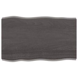 Berkfield Home Table Top Dark Grey 80x50x(2-6) cm Treated Solid Wood Live Edge in Brown