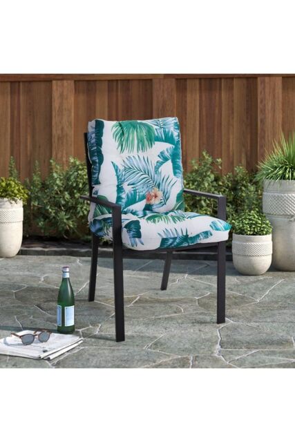 Garden Sanctuary Waterproof Sunproof Thickened All-in-One Hawaiian Style Printed Dining Chair Cushion in Green