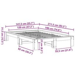 Berkfield Home Durable Bed Frame Frame White 120x190 cm Small Double Solid Wood Pine - thumbnail 8