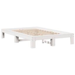 Berkfield Home Durable Bed Frame Frame White 120x190 cm Small Double Solid Wood Pine - thumbnail 1