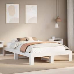Berkfield Home Durable Bed Frame Frame White 120x190 cm Small Double Solid Wood Pine - thumbnail 2
