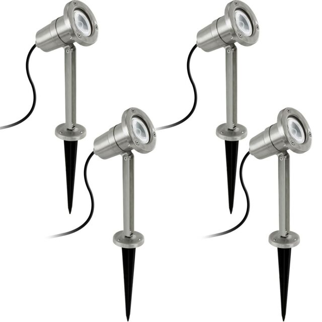Loops 4 PACK IP54 Outdoor Bollard Light Stainless Steel 5W GU10 Driveway Lamp Post in Metallics - image 1
