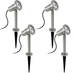 Loops 4 PACK IP54 Outdoor Bollard Light Stainless Steel 5W GU10 Driveway Lamp Post in Metallics - thumbnail 1