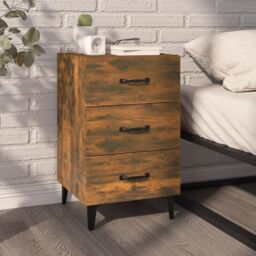 Berkfield Home Bedside Cabinet Smoked Oak 40x40x66 cm Engineered Wood in Brown - Size: 40 x 40 x 66 cm - thumbnail 1