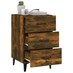 Berkfield Home Bedside Cabinet Smoked Oak 40x40x66 cm Engineered Wood in Brown - Size: 40 x 40 x 66 cm - thumbnail 6