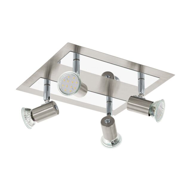 Loops Flush Ceiling Light Colour Satin Nickel Chrome Shade Bulb GU10 4x5W Included in Metallics - image 1