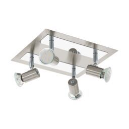 Loops Flush Ceiling Light Colour Satin Nickel Chrome Shade Bulb GU10 4x5W Included in Metallics - thumbnail 1