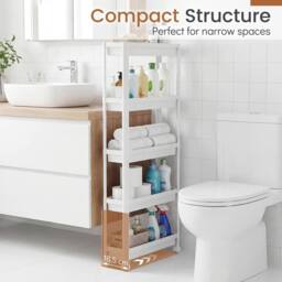 Kelvenix 5-Tier Slim Rolling Storage Cart Space-Saving Mobile Utility Organizer in White - Size: 0.6m2 - thumbnail 5