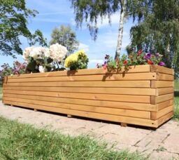 Woven Wood 1.4m Pine Raised Trough Planter in Natural - thumbnail 9