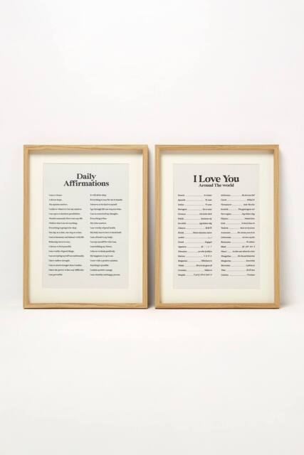 Homescapes Affirmations Wall Art, 30 x 40cm, Set of 2 in Beige - Size: 30 x 40 cm - image 1