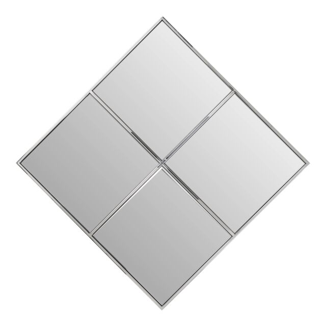 Orsina Diamond Frame Wall Mirror, Silver Segmented Geometric Wall Mirror with Stainless Steel Frame - image 1