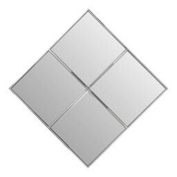 Orsina Diamond Frame Wall Mirror, Silver Segmented Geometric Wall Mirror with Stainless Steel Frame - thumbnail 1