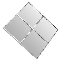Orsina Diamond Frame Wall Mirror, Silver Segmented Geometric Wall Mirror with Stainless Steel Frame - thumbnail 3