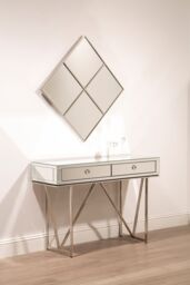 Orsina Diamond Frame Wall Mirror, Silver Segmented Geometric Wall Mirror with Stainless Steel Frame - thumbnail 2