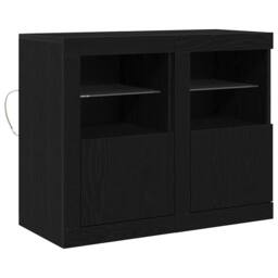 Berkfield Home Side Cabinets with LED Lights 2 pcs Black Oak 41x37x67 cm - Size: 41 x 37 x 67 cm - thumbnail 3