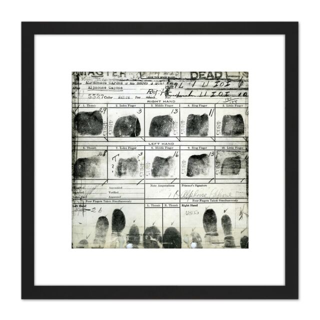 Artery8 Al Capone's Finger Record Mafia 8X8 Inch Square Wooden Framed Wall Art Print Picture with Mount in Black - image 1