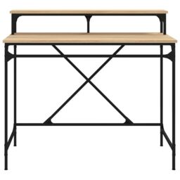 Berkfield Home Desk Sonoma Oak 100x50x90 cm Engineered Wood & Iron in Brown - Size: 100 x 50 x 90 cm - thumbnail 5
