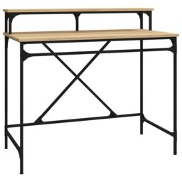 Berkfield Home Desk Sonoma Oak 100x50x90 cm Engineered Wood & Iron in Brown - Size: 100 x 50 x 90 cm - thumbnail 2