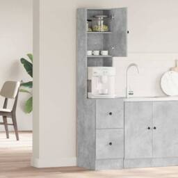 Berkfield Home Kitchen Cabinet Concrete Grey 35x50x180 cm Engineered Wood - Size: 35 x 50 x 180 cm - thumbnail 4