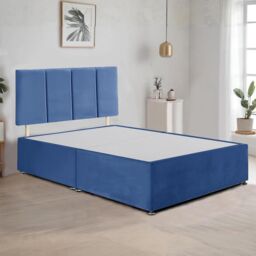 "Bed Time UK Plush Divan Bed Frame with 2 Drawers & 20"" Vertical Line Headboard in Blue - Size: Super King" - thumbnail 2