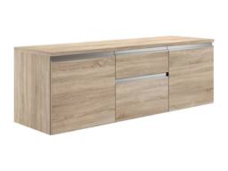 Vente-unique Wall-Hung Bathroom Unit With Double Basin - Light Natural - 150 Cm in Light Oak - thumbnail 8