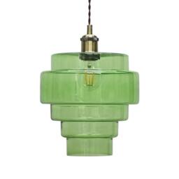 First Choice Lighting Benson - 5 Tier Green Glass Easy Fit Pendant Lightshade - thumbnail 4