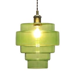First Choice Lighting Benson - 5 Tier Green Glass Easy Fit Pendant Lightshade - thumbnail 3