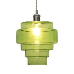 First Choice Lighting Benson - 5 Tier Green Glass Easy Fit Pendant Lightshade - thumbnail 2