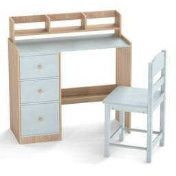 Costway Kids Study Desk & Chair Set Wooden Writing Desk w/Hutch &Storage Shelf - thumbnail 2