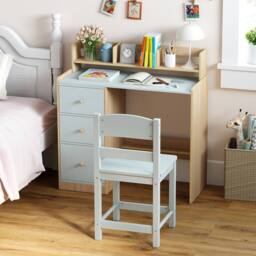 Costway Kids Study Desk & Chair Set Wooden Writing Desk w/Hutch &Storage Shelf - thumbnail 5