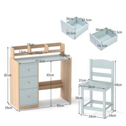 Costway Kids Study Desk & Chair Set Wooden Writing Desk w/Hutch &Storage Shelf - thumbnail 3