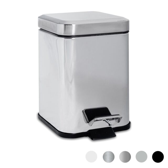 Harbour Housewares Square Bathroom Pedal Bin - 3L Stainless Steel Slim Rubbish Dustbin in Silver - image 1