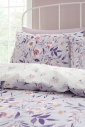 Catherine Lansfield Isadora Floral Reversible Duvet Cover Set in Lilac - Size: King - thumbnail 3
