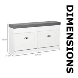Pirlo Plush Modern Shoe Storage Bench With Cushioned Seat & Storage Drawers in White - thumbnail 8