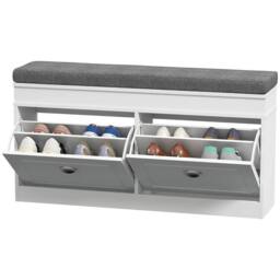 Pirlo Plush Modern Shoe Storage Bench With Cushioned Seat & Storage Drawers in White - thumbnail 7