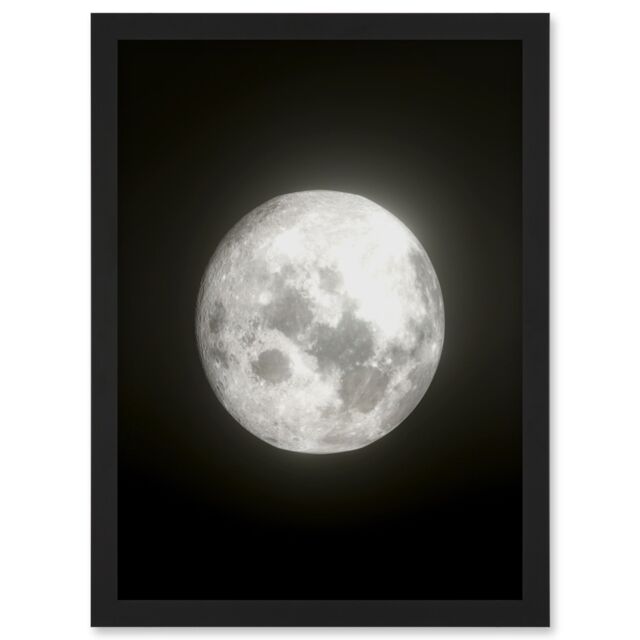 Artery8 Lunar Phases Full Moon Space Astronomy Artwork Framed Wall Art Print A4 in Black - image 1