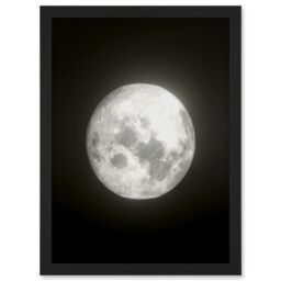Artery8 Lunar Phases Full Moon Space Astronomy Artwork Framed Wall Art Print A4 in Black - thumbnail 1