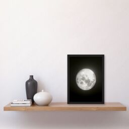 Artery8 Lunar Phases Full Moon Space Astronomy Artwork Framed Wall Art Print A4 in Black - thumbnail 2