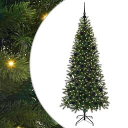 Berkfield Home Elegant Artificial Christmas Tree with 300 LEDs Green 180 cm PE a - thumbnail 3