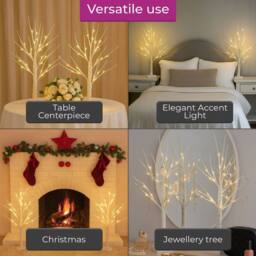 Neo Set of 2 LED Pre Lit Twig Tree Lights 60cm Birch Tree in Warm White - thumbnail 4
