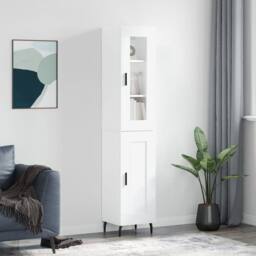 Berkfield Home Highboard White 34.5x34x180 cm Engineered Wood - thumbnail 2