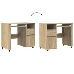 Berkfield Home Sonoma Oak Desk Sonoma Oak Engineered Wood Medium Sonoma Oak Desk in Brown - thumbnail 9
