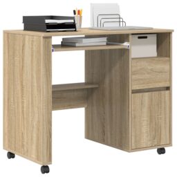 Berkfield Home Sonoma Oak Desk Sonoma Oak Engineered Wood Medium Sonoma Oak Desk in Brown - thumbnail 3