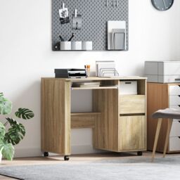 Berkfield Home Sonoma Oak Desk Sonoma Oak Engineered Wood Medium Sonoma Oak Desk in Brown - thumbnail 1