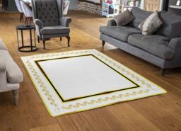 Benjamin Tate Design Ancient Egyptian Gold Border Rug in Natural - Size: Large - thumbnail 2