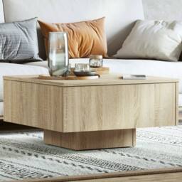 Berkfield Home Coffee Table Sonoma Oak 60x60x31.5 cm Engineered Wood in Light Brown - thumbnail 2