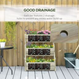 OUTSUNNY 3 Tier Raised Garden Bed Wooden Elevated Planter Box Kit in Green - thumbnail 5
