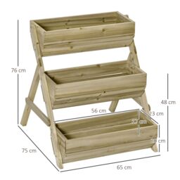 OUTSUNNY 3 Tier Raised Garden Bed Wooden Elevated Planter Box Kit in Green - thumbnail 3